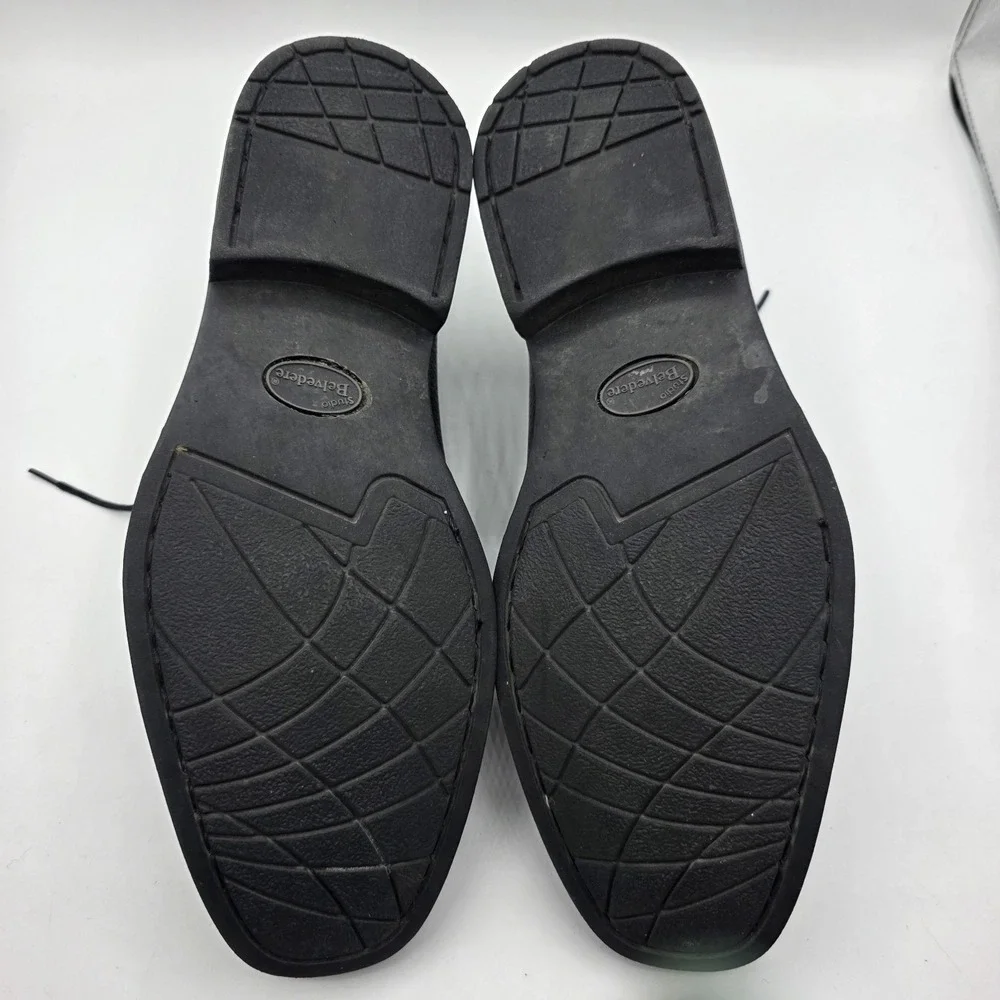 Belvedere Dress Shoes Mens 8.5 D Black‎ Leather Florence Oxford Pebbled Cap Toe
